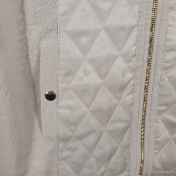 Susan Graver, Medium, Creamy Beige, Quilted and Knit, Zip Front Turtleneck Vest - Picture 11 of 14